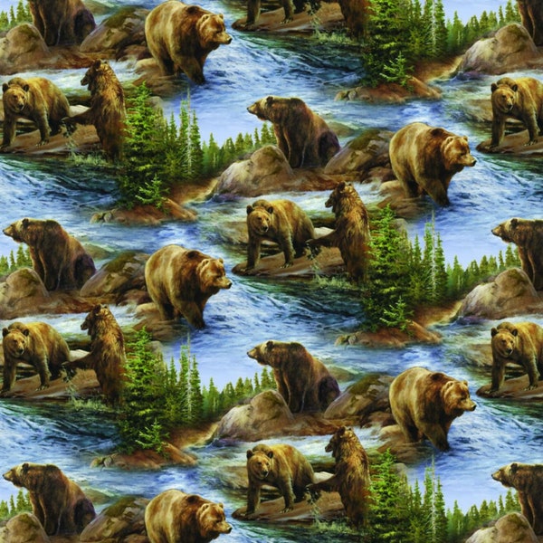 Not To Be Trifled With, 100% Quilt Cotton, Fabric By The Yard, Grizzly Bear