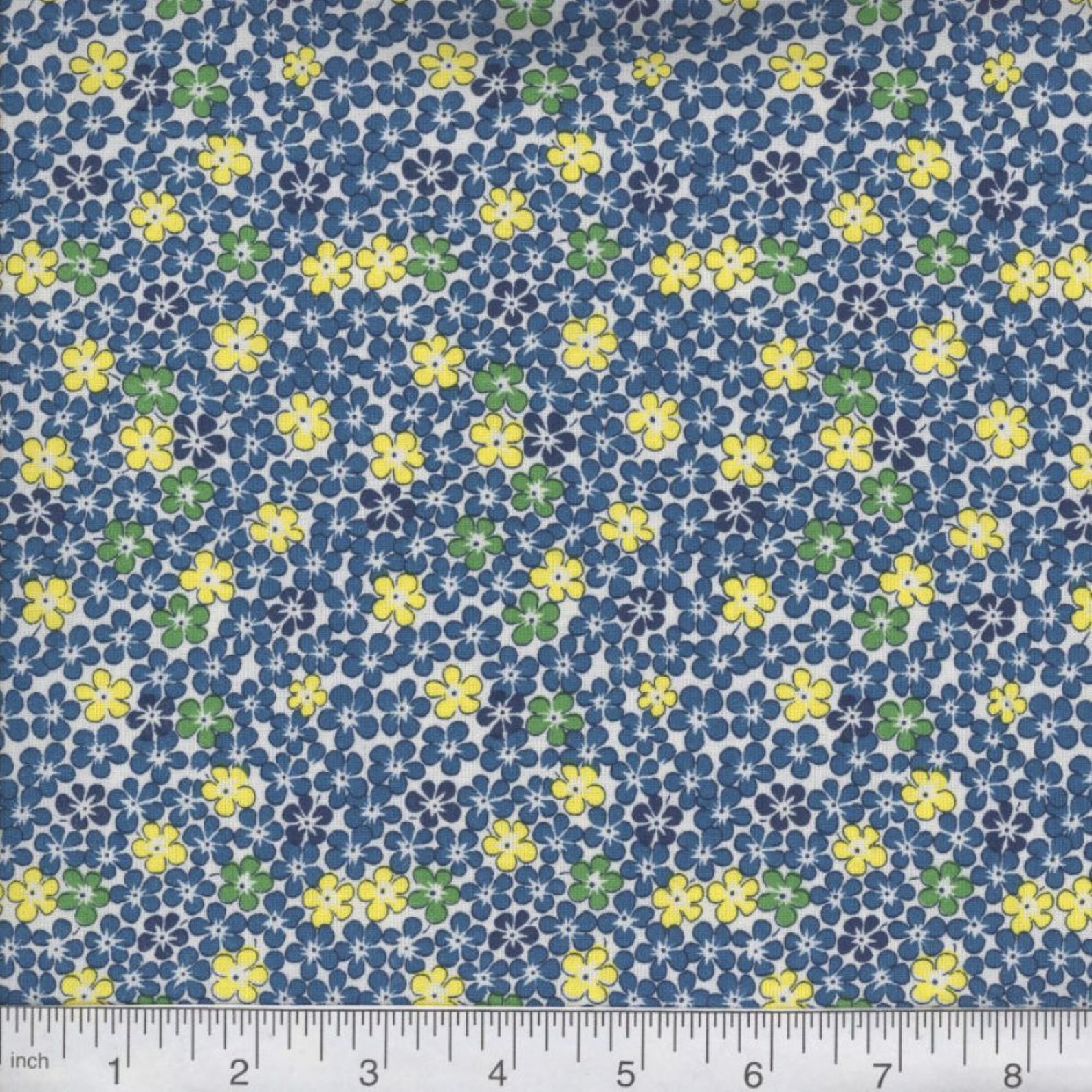 Blue & Yellow Calico Fabric 100 Cotton Fabric by the Yard Etsy