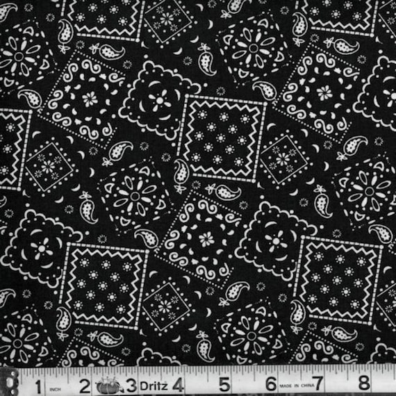 Bandana Fabric Black Bandana Fabric 100 Cotton Fabric Etsy