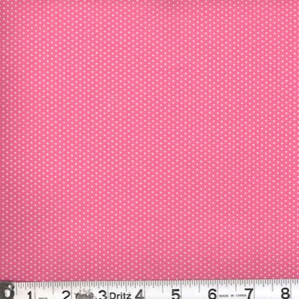 Pink Pin Dot Fabric, 100% Cotton Fabric, Fabric By The Yard, Polka Dot Fabric