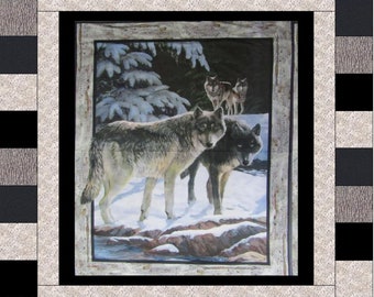 Winter Wolves Panel Quilt Pattern PDF by Simpson Designs Studio, Digital Pattern