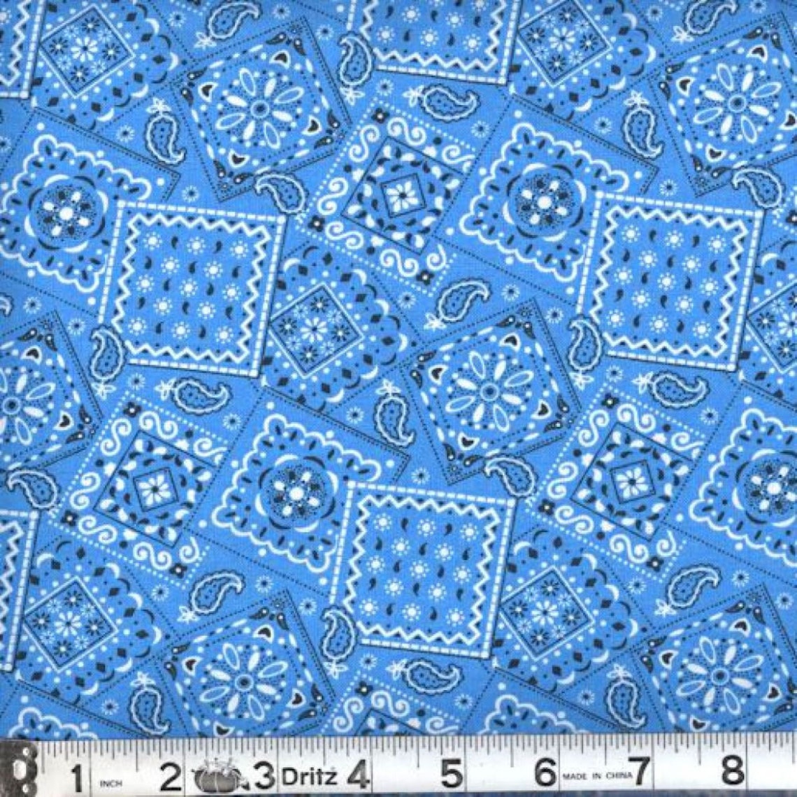 Bandana Fabric Turquoise Blue Bandana Fabric 100 Cotton Etsy