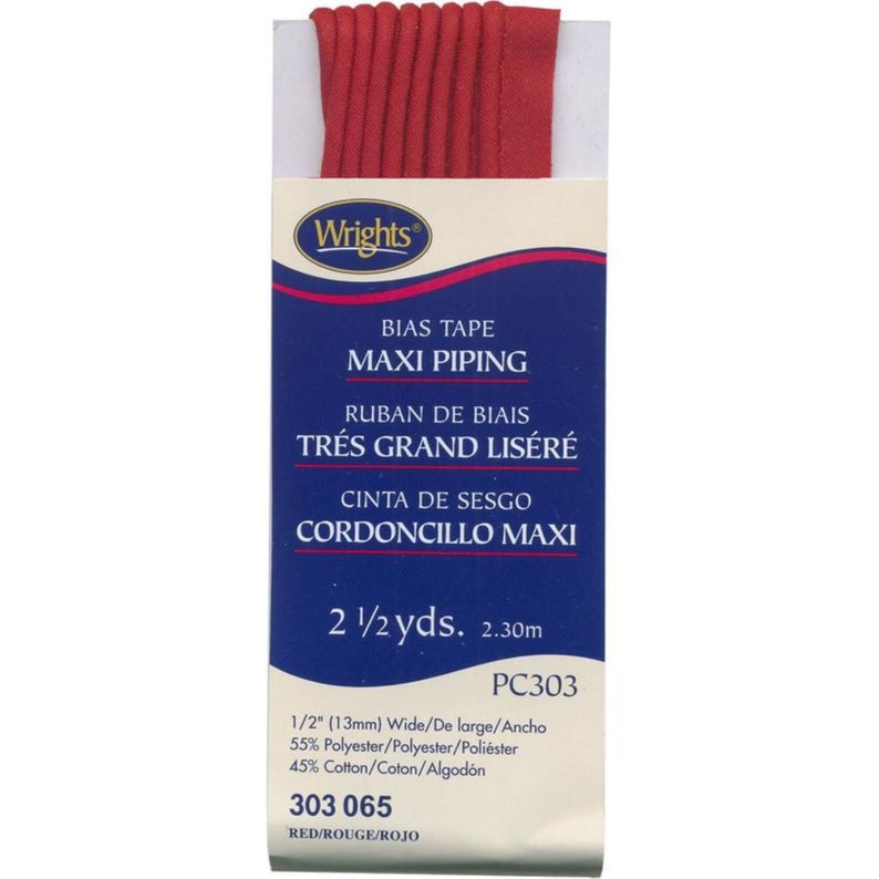 Wrights Maxi Corded Piping Red Bias Tape 2 12 Yards x 12