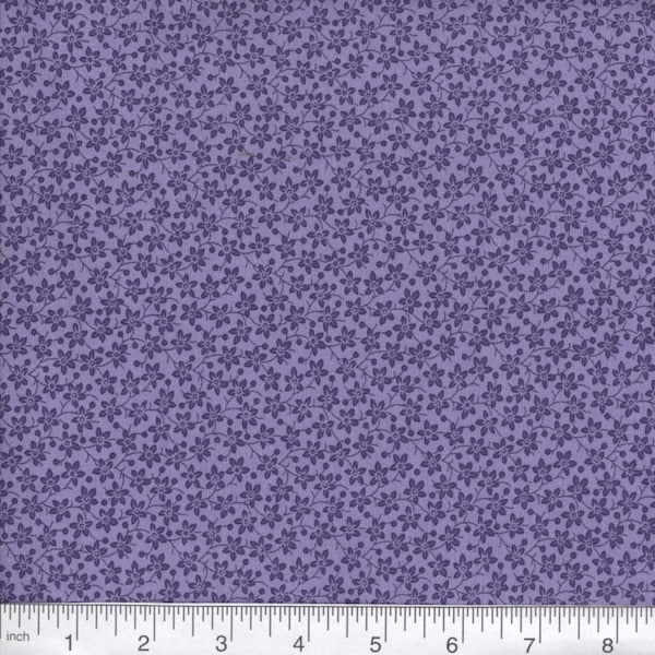 Purple Calico Fabric, 100% Cotton, Fabric By The Yard, Vintage Look Fabric, Floral Fabric