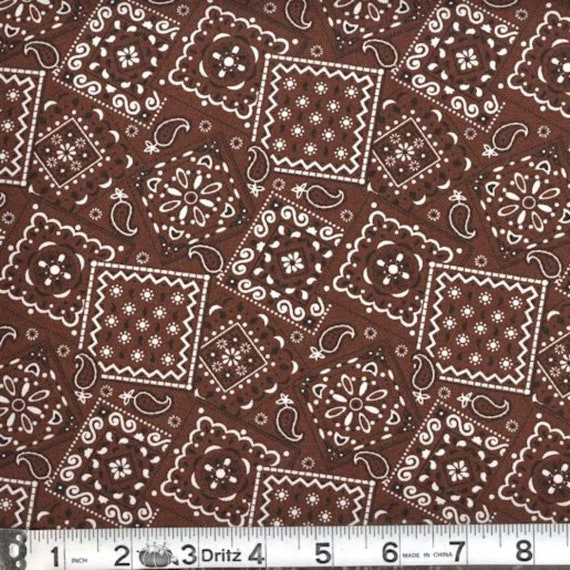 Bandana Chocolate Brown 100% Quilt Cotton Fabric by the | Etsy
