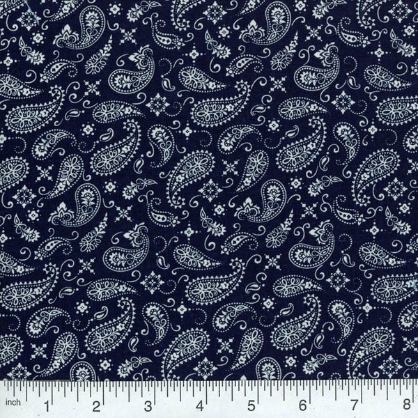 Navy Blue Paisley Fabric - Etsy