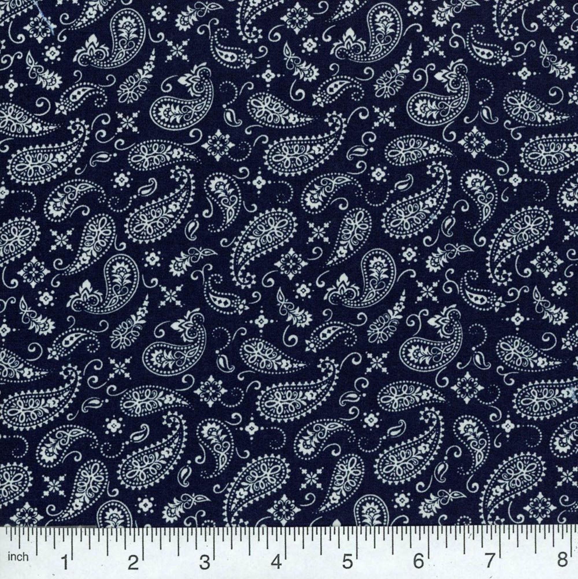 Bandana Navy Blue Paisley 100% Quilt Cotton Fabric by the - Etsy