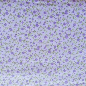 Purple & Green Calico Fabric, 100% Cotton, Fabric By The Yard, Vintage Look Fabric, Floral Fabric