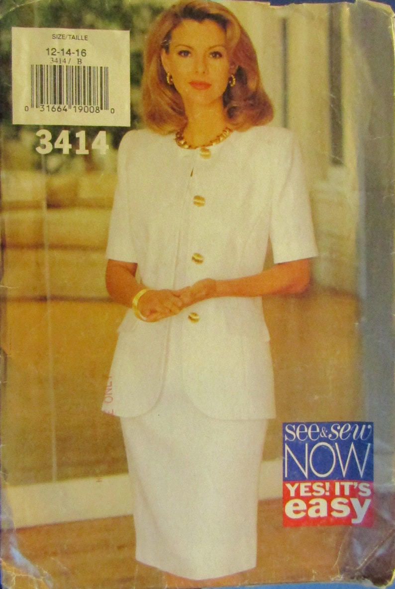 See /& Sew Butterick 3414 Misses Jacket and Dress Sewing Pattern Uncut