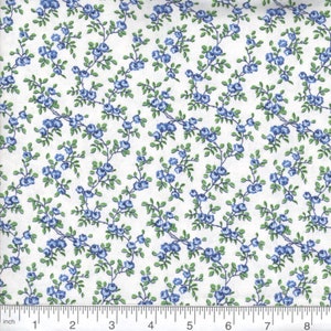 Blue & White Calico, 100% Quilt Cotton, Fabric By The Yard, Vintage Look Floral