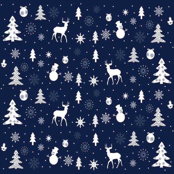Christmas Fabric - Christmas Toss Blue Fabric, Fabric By The Yard, 100% Cotton
