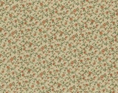 Dark Orange Green Calico Fabric, 100 Cotton, Fabric By The Yard, Vintage Look Fabric, Floral Fabric