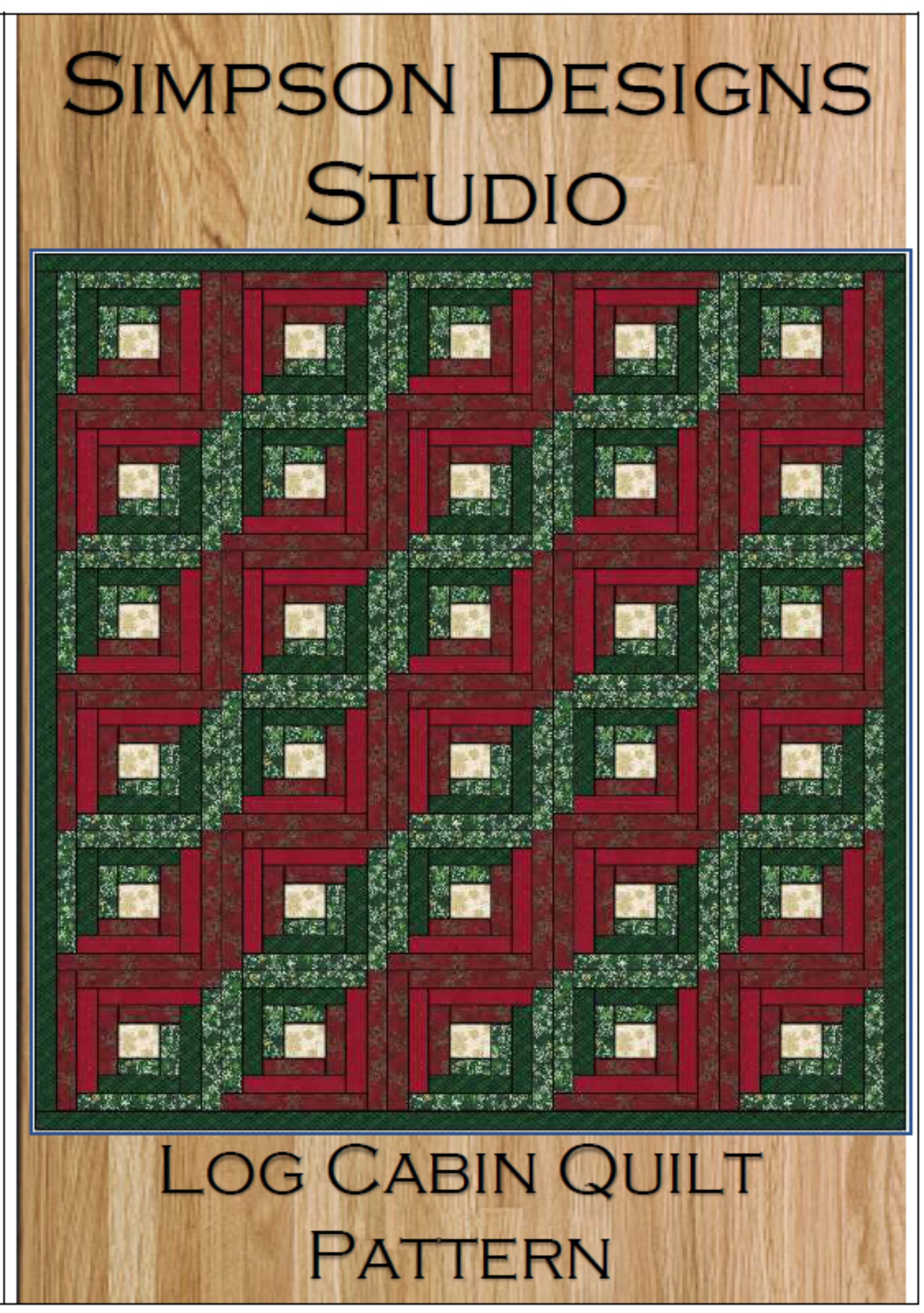 Christmas Log Cabin Quilt Pattern Quilt Pattern PDF by Simpson Designs Studio, Digital Pattern
