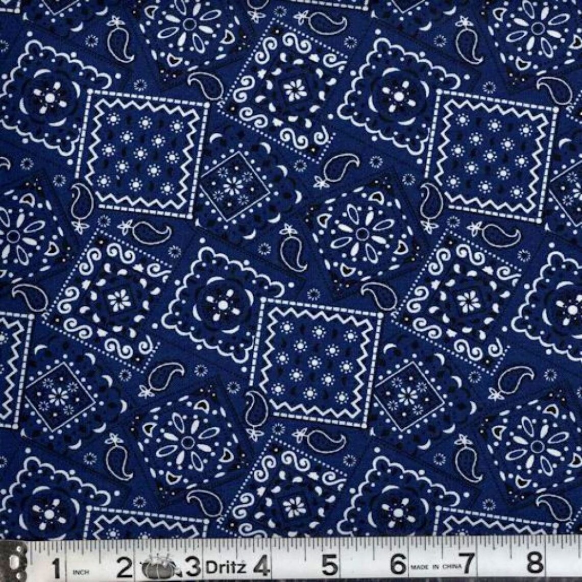 Bandana Fabric Navy Blue Bandana Fabric 100 Cotton Fabric Etsy