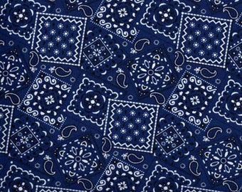 Bandana - Navy Blue, 100% Quilt Cotton, Fabric By The Yard