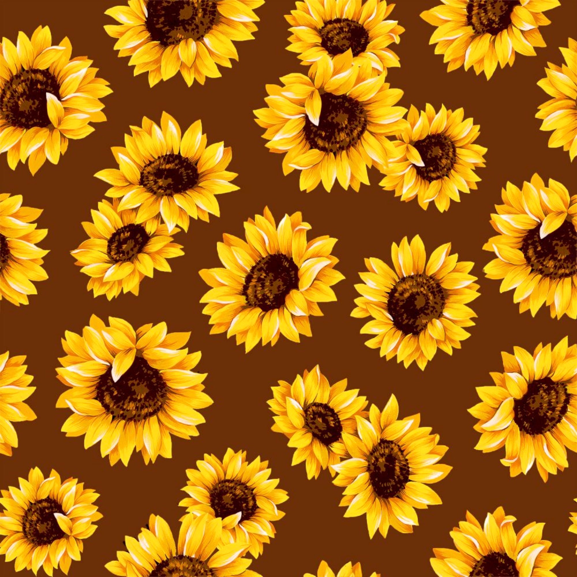 Sunflowers on Brown Fabric by the Yard 100% Quilt Cotton | Etsy