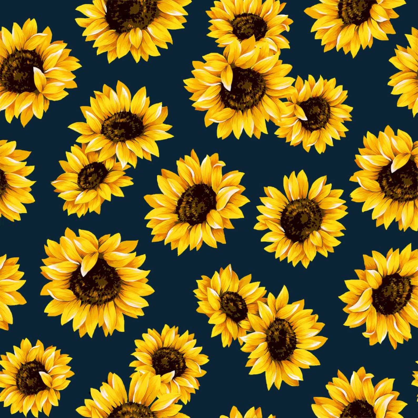 Sunflower Fabric Sunflowers on Navy Blue Fabric Fabric By Etsy