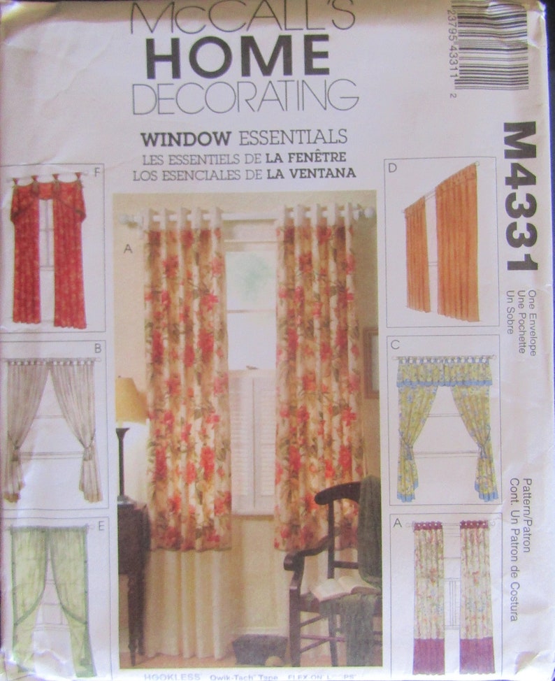 Mccalls 4331 Curtains Drapes Sewing Pattern Uncut Etsy