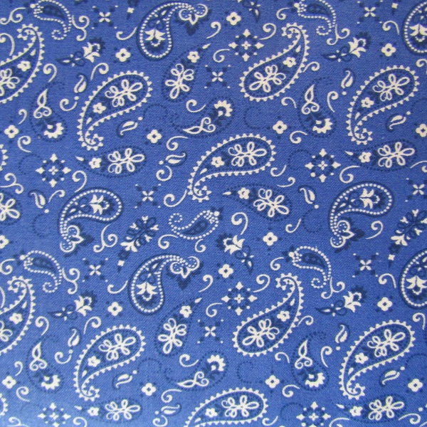 Bandana - Royal Blue Paisley, 100% Quilt Cotton, Fabric By The Yard