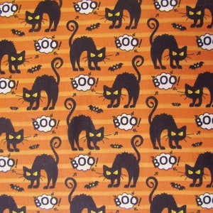 Halloween Fabric - Angry Black Cat Fabric, 100% Cotton