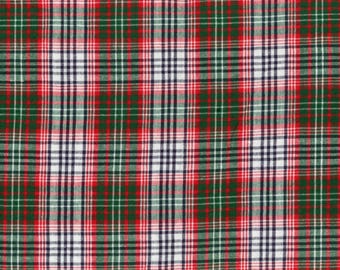 Final Week! - STORE CLOSING SALE - Red, Green & White Homespun Fabric, 100% Cotton, Fabric By The Yard