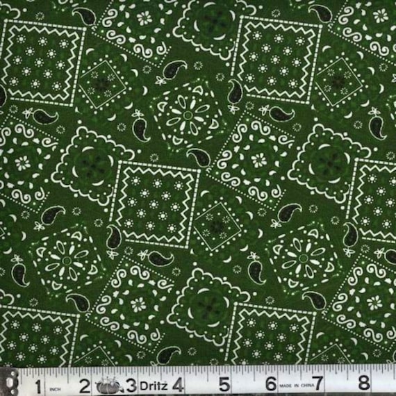 Bandana Fabric Hunter Green Bandana Fabric 100 Cotton Etsy