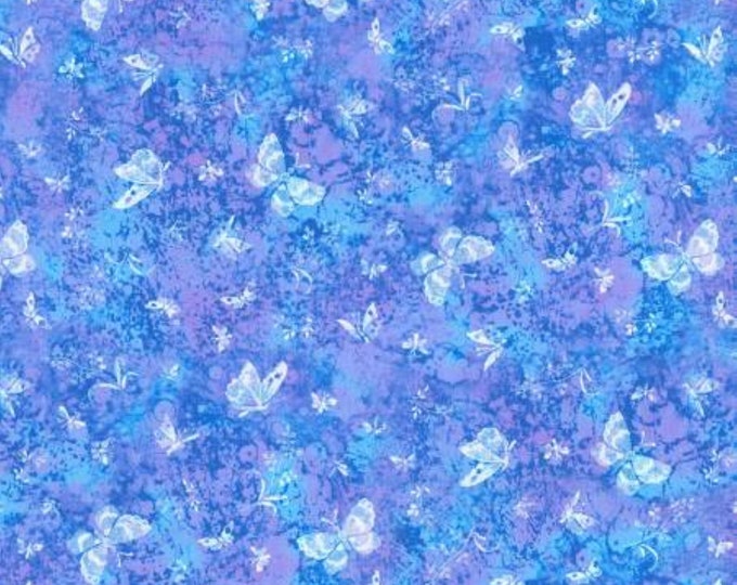 Light Blue Butterfly Fabric, 100% Cotton, Fabric by the Yard, Blue ...