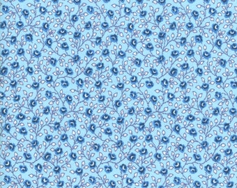 Blue Calico, 100% Quilt Cotton, Fabric By The Yard, Vintage Look, Floral