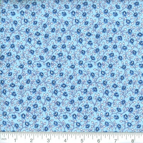 Blue Calico Fabric 100 Cotton Fabric By The Yard Vintage Etsy