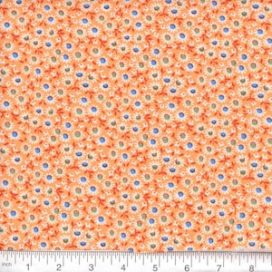 VENTA POR CIERRE DE TIENDA - Tela acolchada 100 % algodón con diseño floral vintage naranja, cortada a medida