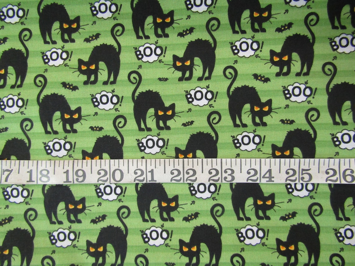 Halloween Fabric Angry Cat Allover Green Fabric 100% Cotton - Etsy