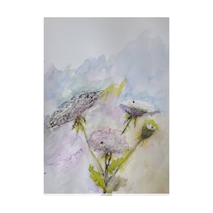 Queen Anne&#39;s Lace Watercolor and Ink  /Original signed Watercolor Painting 7x10 inch Floral Wall Art / Watercolor Impressionist ~Not a Print