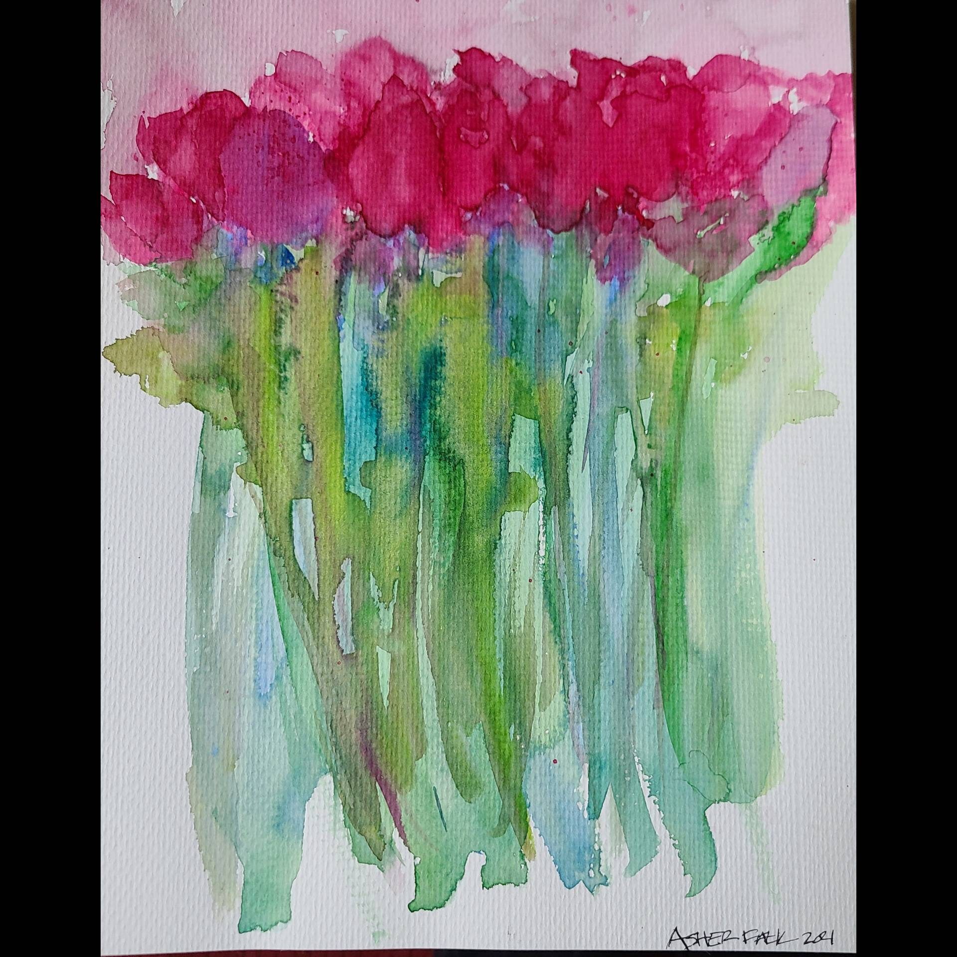 Red Roses Original Watercolor Painting 8.5x11 Inch/ Floral Wall Art ...