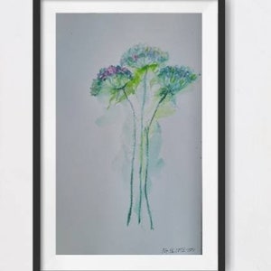 Queen Anne&#39;s Lace Signed Original Watercolor  Wildflower Painting 7x10 inch Floral Wall Art /Watercolor Original Impressionist/ ~Not a Print