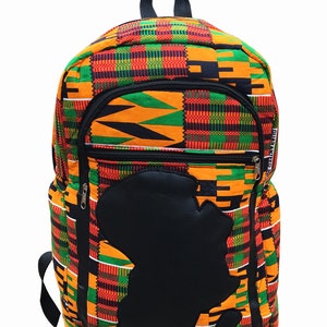 Sac à dos imprimé africain Kente fait main Carte de l'Afrique livre Sac à dos sac à dos