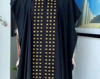 Blue-black and Gold Agbada Babariga 3 Pieces Groom Suit Men African Clothing