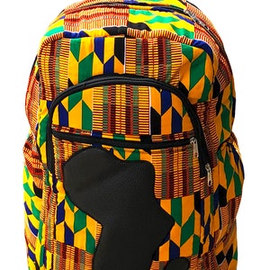 Kente sac à dos imprimé africain livre sac à dos carte de l'Afrique fait main