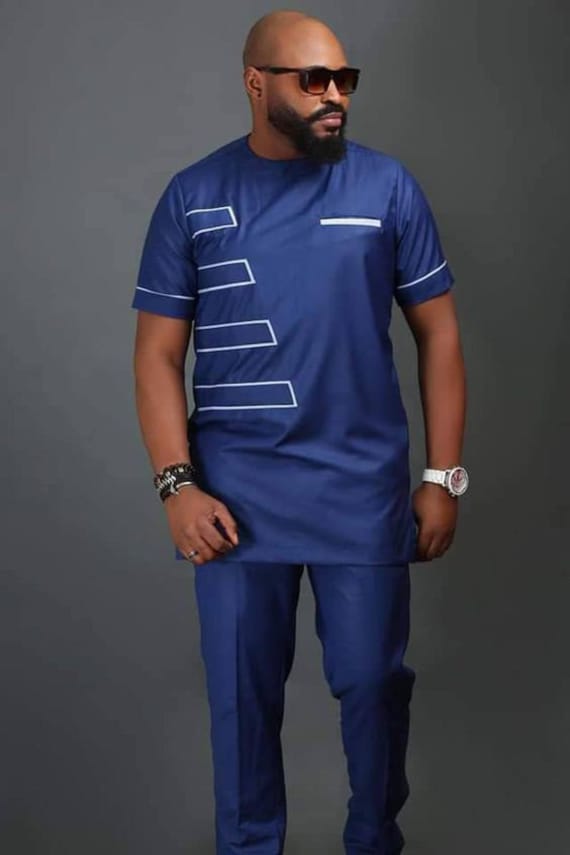 Men's African Shirt And Pant Set, Traditional Wedding Groom Suit - View #7