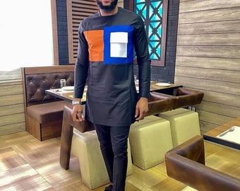 Men's Multi-colored Shirt and Pants African Clothing African Fashion Wear