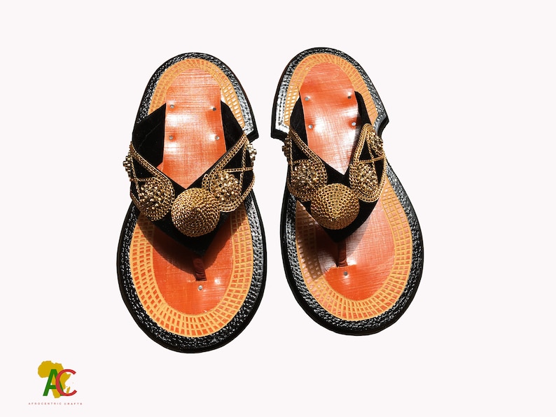 Handmade Men's Traditional Slippers Ghanaian Leather Slippers Men's