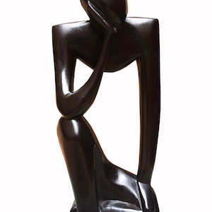 Wooden Hand Crafted Thinking Man Figure Hand Carved Ghanaian Sculpture African Sculpture Figurine