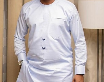 All White Men's Kaftan Shirt and Pants African Fashion Wear African Clothing