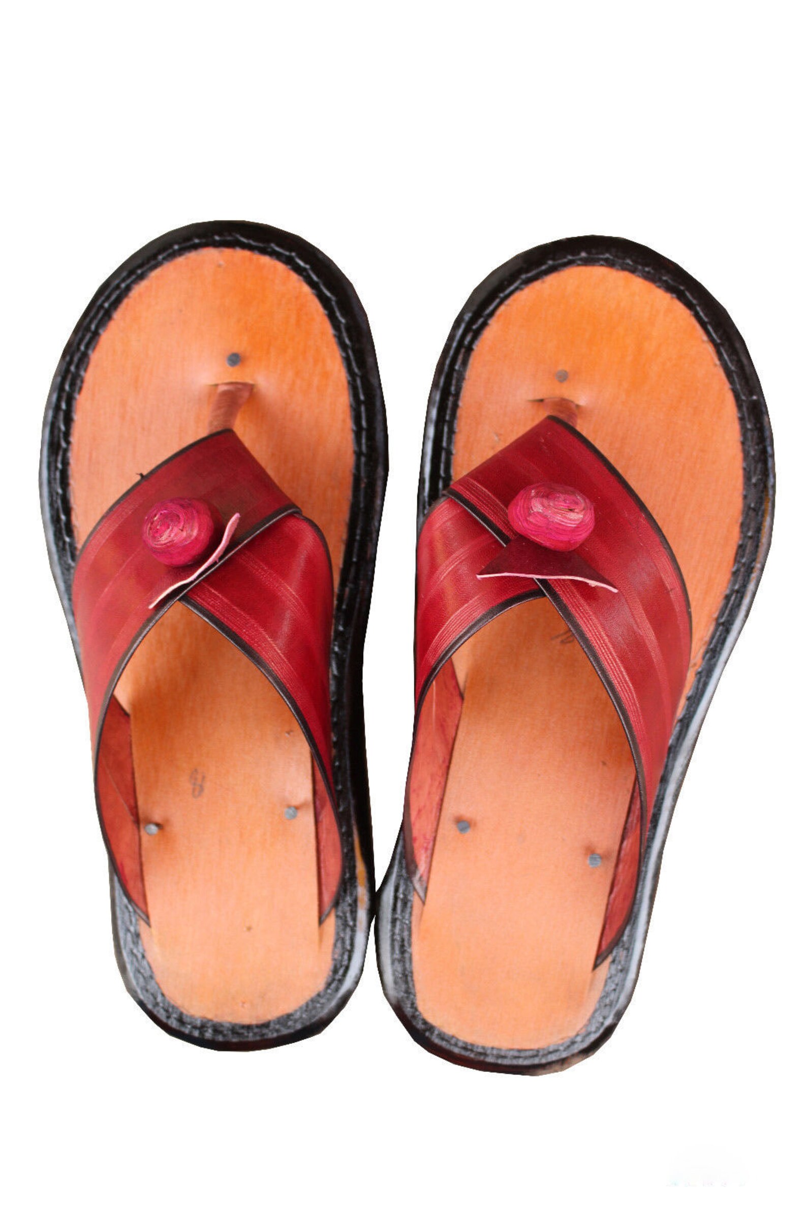 Traditional Men's Slippers Ghanaian Handmade Leather Slippers Men's
