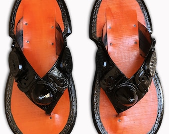 Men's Traditional Slippers Ghanaian Handmade Ahenema Leather Slippers Men's Shoe Sandals