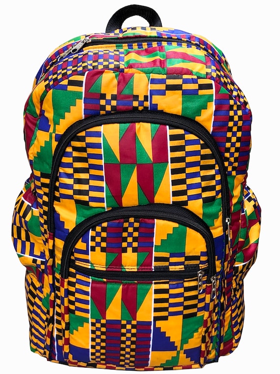 Kente African Print Backpack Book Bag Rucksack Handmade  display picture 2