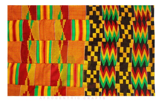 Kente Handwoven Cloth Asante Ghana African Art Ashanti Textile Fabric 6  yards