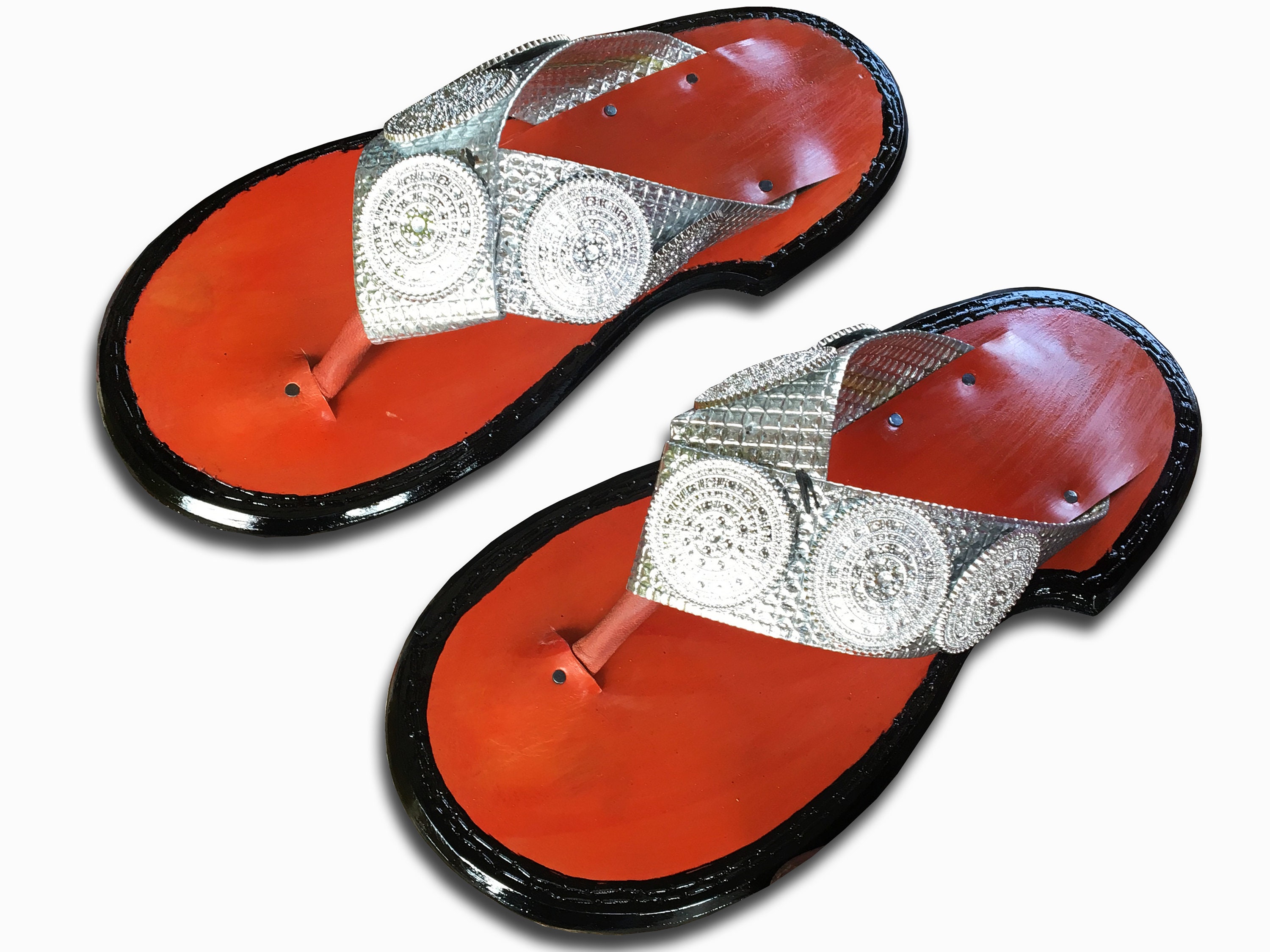 Chelsy Fancy Leather Orange Men's Shoes Designer Slippers Handmade 40 | eBay