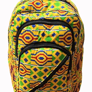 Kente Backpack African Print Book Bag Rucksack Handmade Backpack Handmade Bag