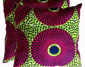 Ankara African Wax Print Sofa Throw Pillow Cushion Cover Complete Pillow 16" x16"