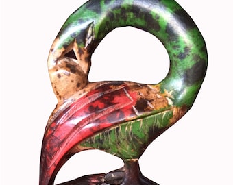 Vintage Hand carved Sankofa Bird Ghanaian Traditional Sculpture Ebony wood Art